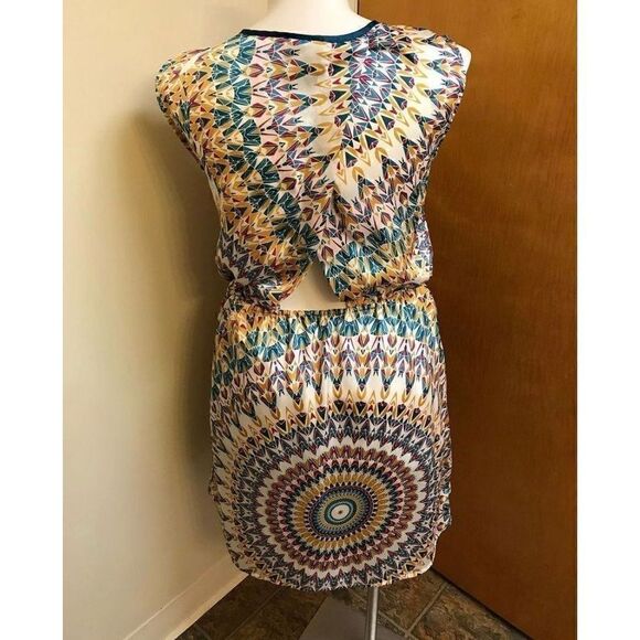 🔮 ALLEN B | Colorful Keyhole Back Dress Size Large - Picture 2 of 6